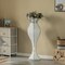Modern Trumpet Wedding Floor Flower Vase with Silver Studs and White Pearl Design, for Living Room, Entryway or Dining Room, 40 Inch